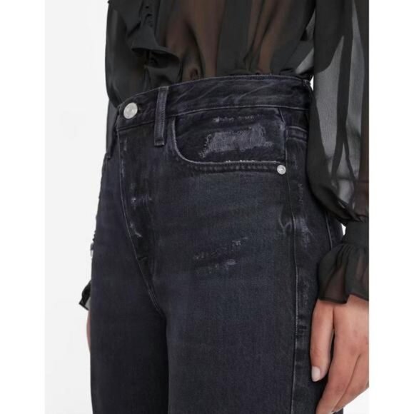 Frame Le Jane Cropped Straight Leg Jeans Inkwell Rips Size 28 **NWOT** - Picture 4 of 13